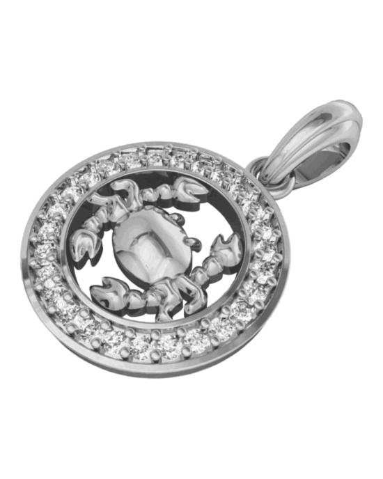 Cancer Charm in Silver with 27 Diamonds