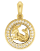 Capricorn Charm Pendant in 14K Gold with Diamonds on Leather Cord