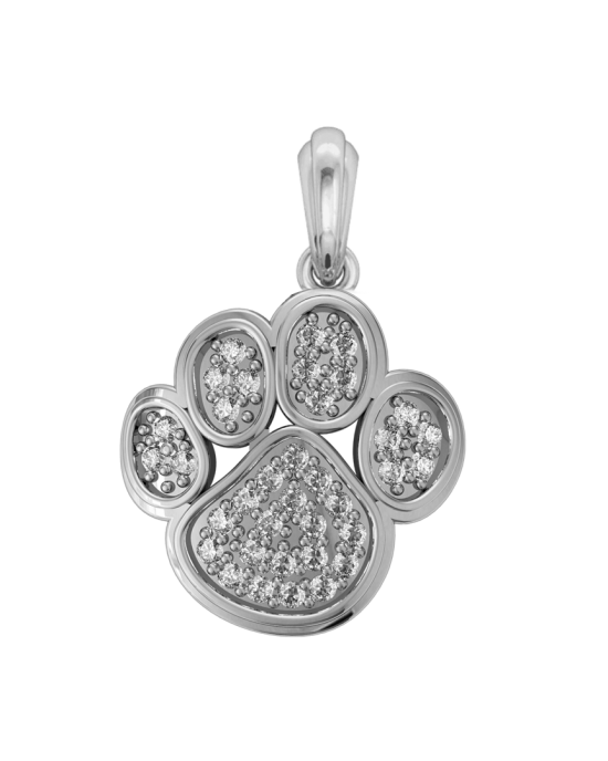 Dog Paw pet silver charm