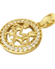 Gemini Charm Pendant in 14K Gold Studded with Diamonds with Leather Cord