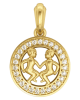 Gemini Charm Pendant in 14K Gold Studded with Diamonds with Leather Cord