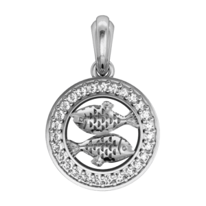 Pisces Charm Pendant in Silver with 27 Certified Diamonds