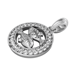 Pisces Charm Pendant in Silver with 27 Certified Diamonds