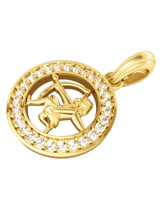 Sagittarius Charm in 14k Gold studded with 27 Diamonds 