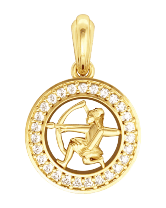 Sagittarius Charm in 14k Gold studded with 27 Diamonds 