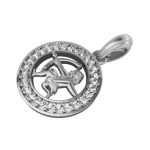 Sagittarius Charm Pendant studded with Diamonds in 92.5 Silver
