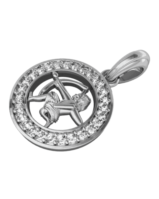 Sagittarius Charm Pendant studded with Diamonds in 92.5 Silver