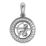 Sagittarius Charm Pendant studded with Diamonds in 92.5 Silver