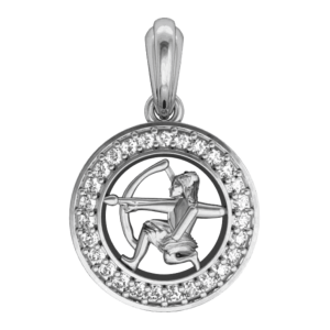 Sagittarius Charm Pendant studded with Diamonds in 92.5 Silver