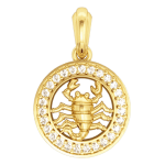 Scorpio Charm Pendant in Gold with 27 Diamonds