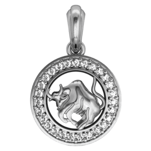 Taurus Charm in Silver with 27 Brilliant Cut Diamonds