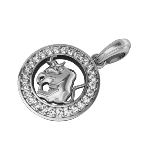 Taurus Charm in Silver with 27 Brilliant Cut Diamonds