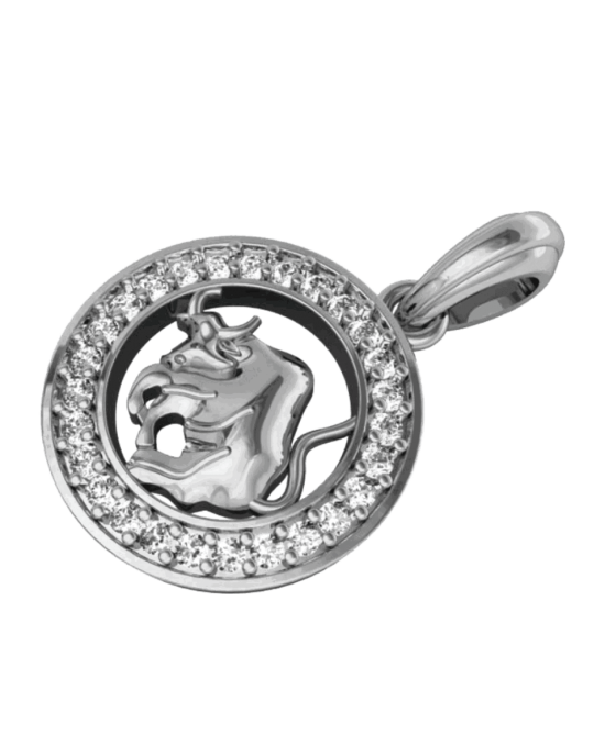 Taurus Charm in Silver with 27 Brilliant Cut Diamonds