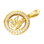 Virgo Charm Pendant in Gold with 27 Diamonds