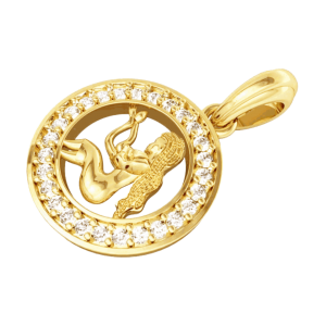 Virgo Charm Pendant in Gold with 27 Diamonds