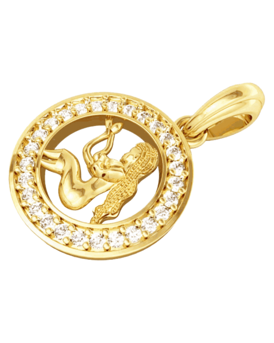 Virgo Charm Pendant in Gold with 27 Diamonds