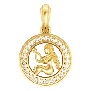 Virgo Charm Pendant in Gold with 27 Diamonds