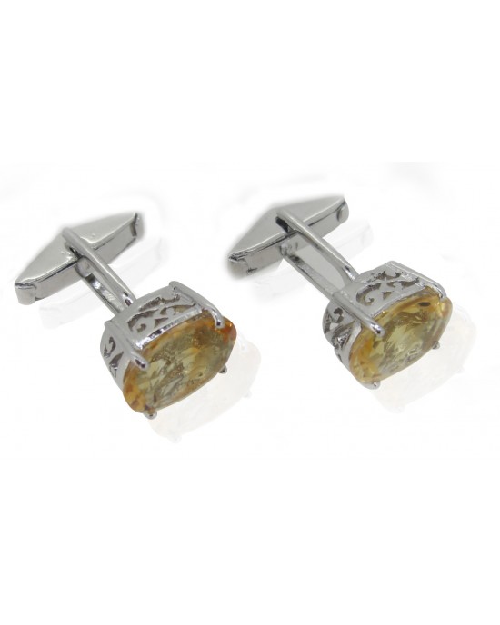 Citrine Cufflinks with filigri