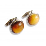 Tiger`s Eye Silver Cufflinks