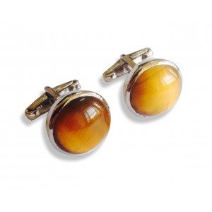 Tiger`s Eye Silver Cufflinks