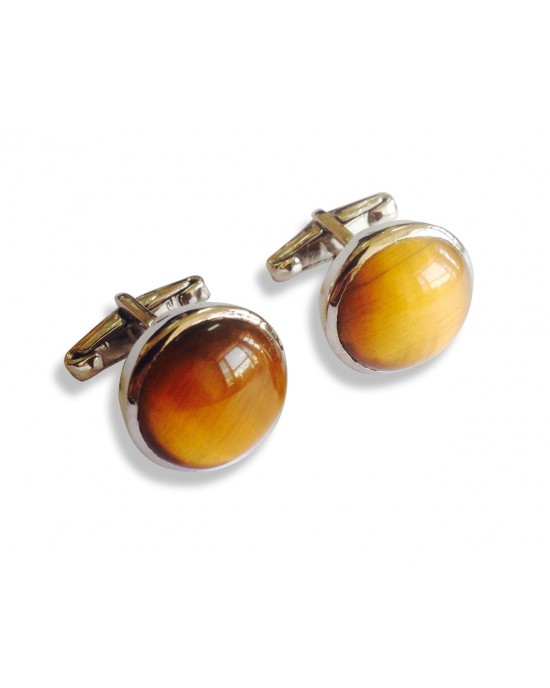 Tiger`s Eye Silver Cufflinks