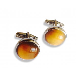 Tiger`s Eye Silver Cufflinks