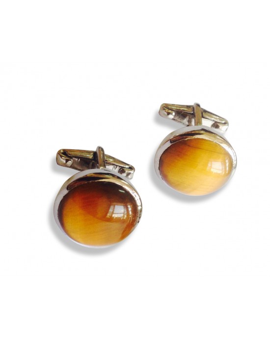 Tiger`s Eye Silver Cufflinks