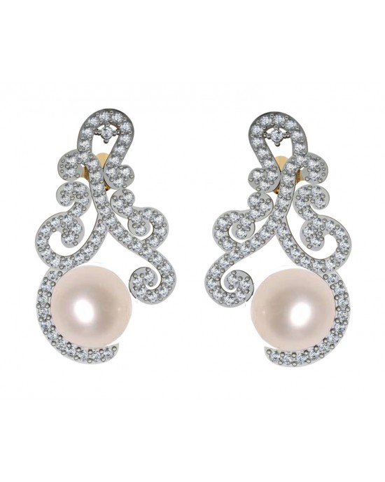 Alluring Pearl & Diamond designer Earrings