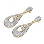 Attractive Slender Pearl & Diamond Earrings