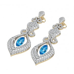 Beautiful Blue Topaz & Diamond Earrings