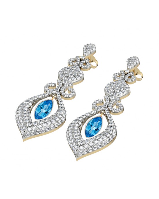 Beautiful Blue Topaz & Diamond Earrings