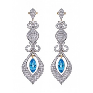 Beautiful Blue Topaz & Diamond Earrings