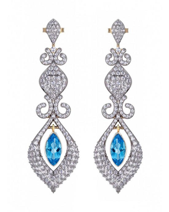 Beautiful Blue Topaz & Diamond Earrings