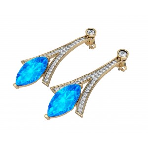 Blue topaz with Diamond Earrings