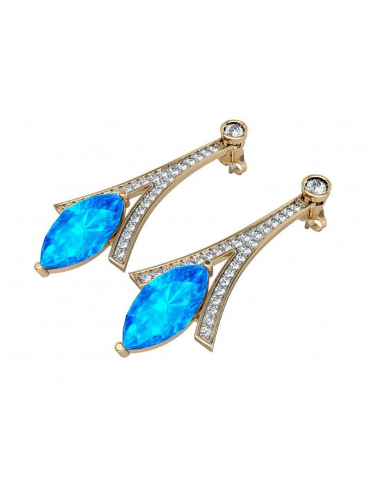 Blue topaz with Diamond Earrings