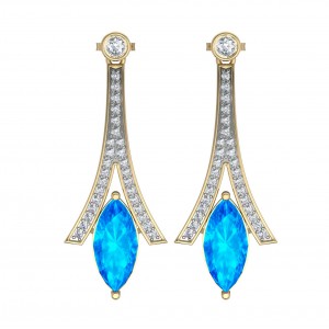 Blue topaz with Diamond Earrings