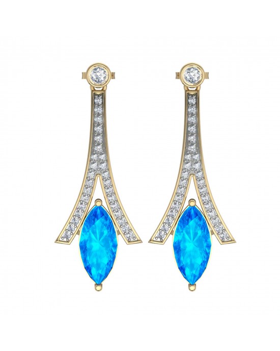 Blue topaz with Diamond Earrings