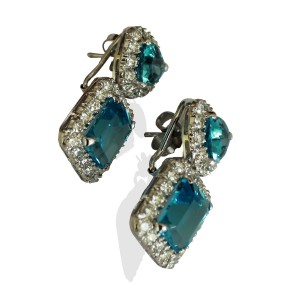 Blue Topaz with Diamonds earrings