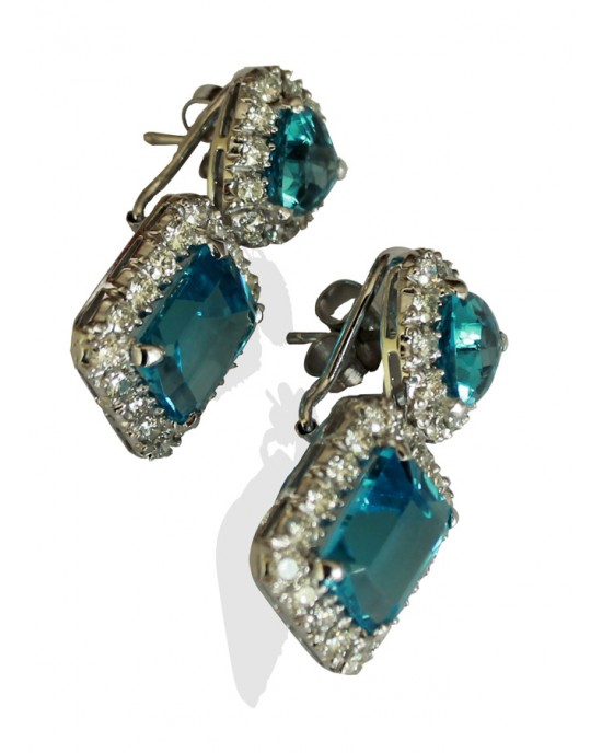 Blue Topaz with Diamonds earrings