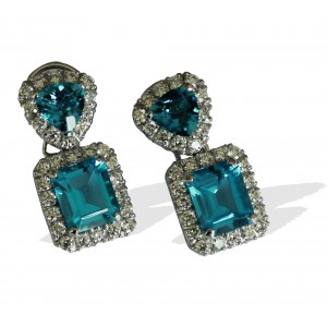 Blue Topaz with Diamonds earrings