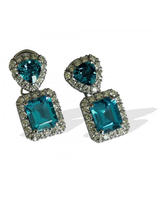 Blue Topaz with Diamonds earrings