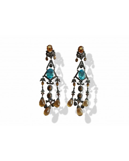 Chandelier Earrings with Blue Topaz