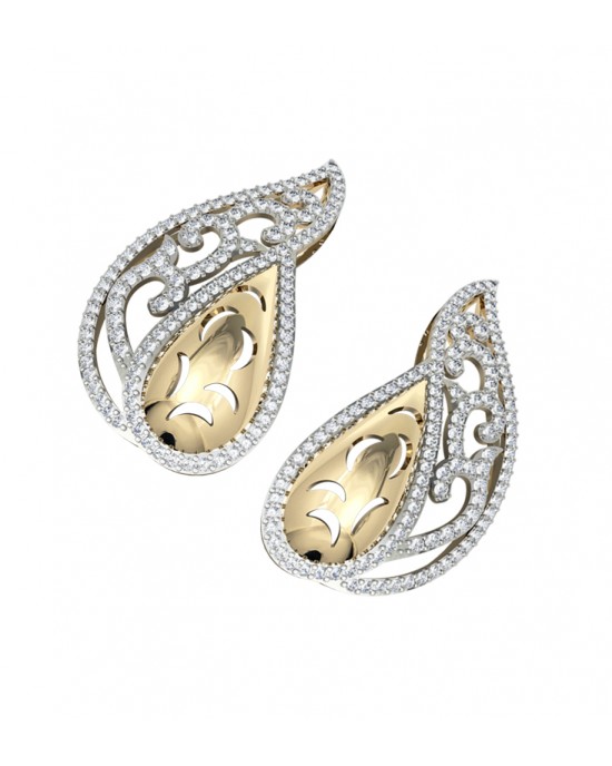 Contemporary Two tone Diamond Earclips