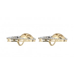 Contemporary Two tone Diamond Earclips