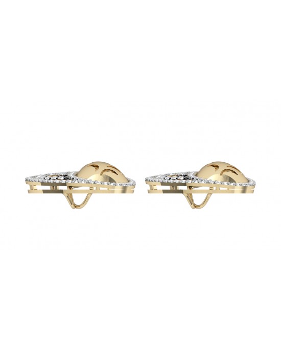 Contemporary Two tone Diamond Earclips