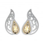 Contemporary Two tone Diamond Earclips