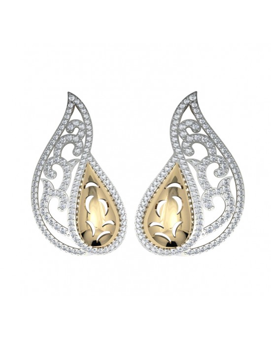 Contemporary Two tone Diamond Earclips