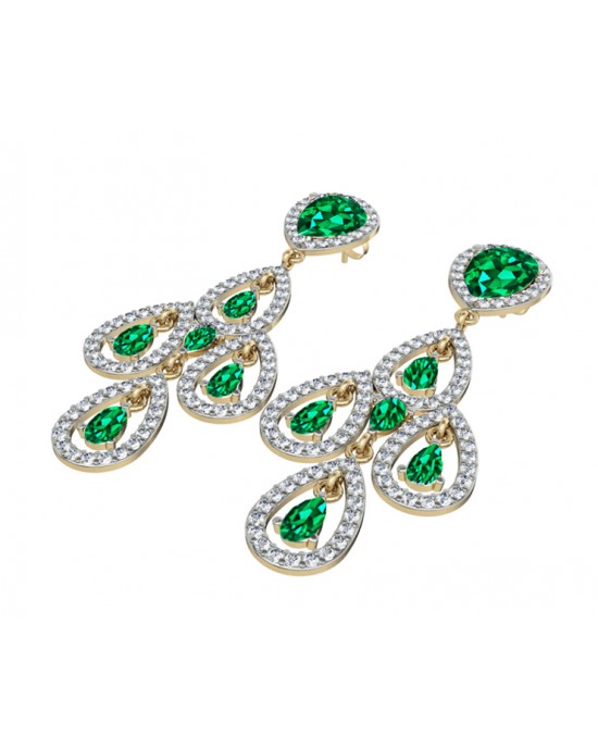 Delicate Emerald Diamond Danglers