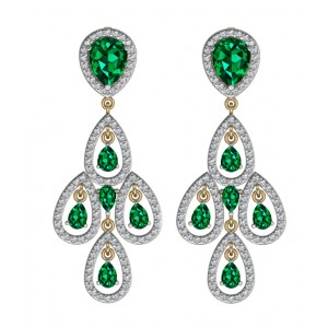 Delicate Emerald Diamond Danglers