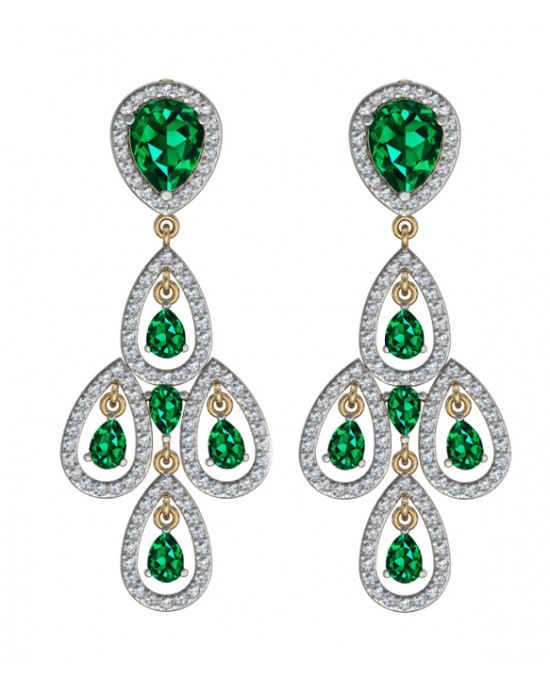 Delicate Emerald Diamond Danglers